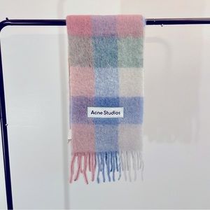 Acne studios valley check scarf in pink/blue pastel